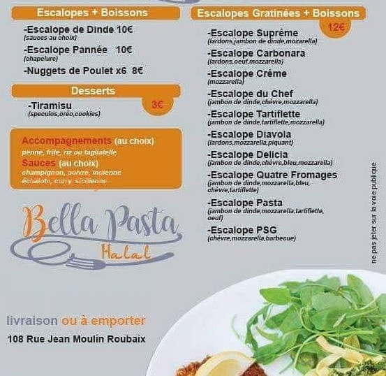 Bella pasta — carte page 2