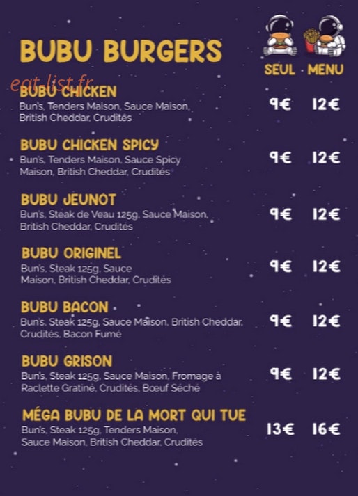 Bubu & Co — carte page 1