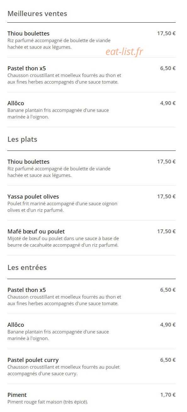Chez Nene — carte page 1