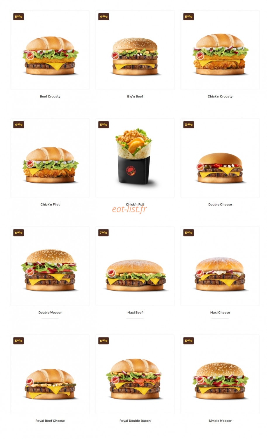 Chick'n Beef — carte page 4
