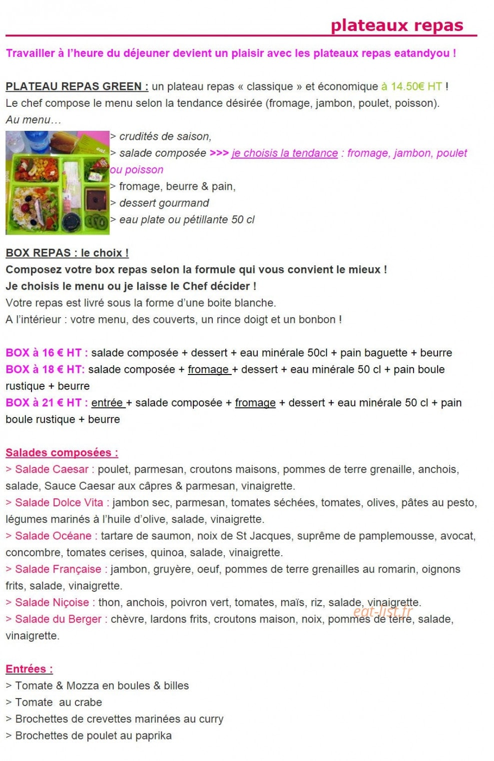 Eat and you — carte page 1