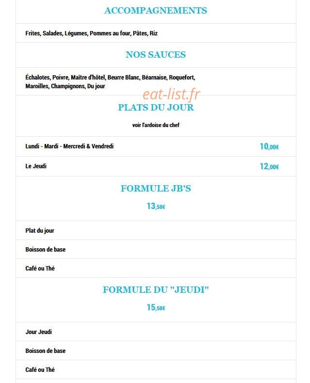 Jb's Pub — carte page 3