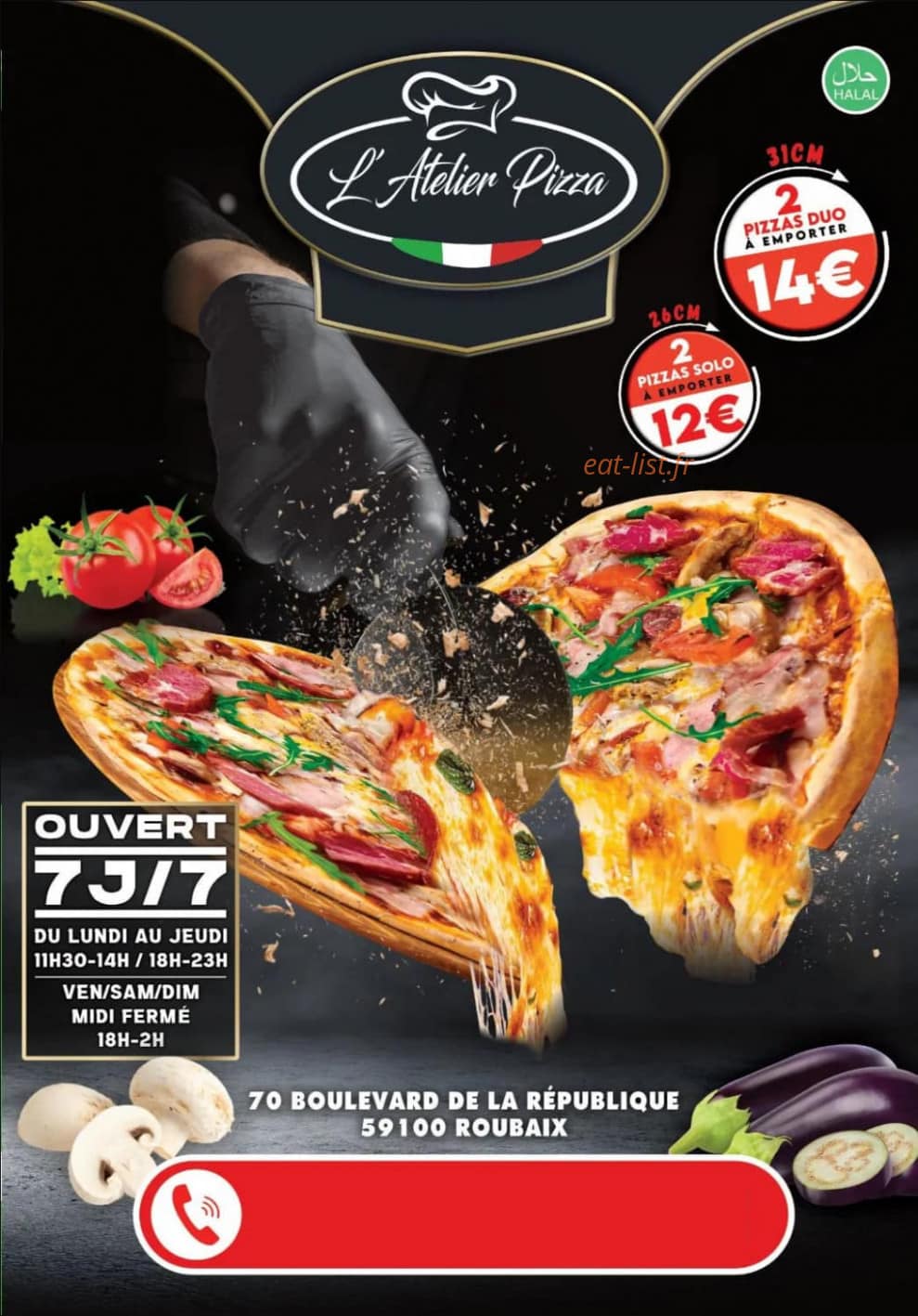 L'Atelier Pizza — carte page 1
