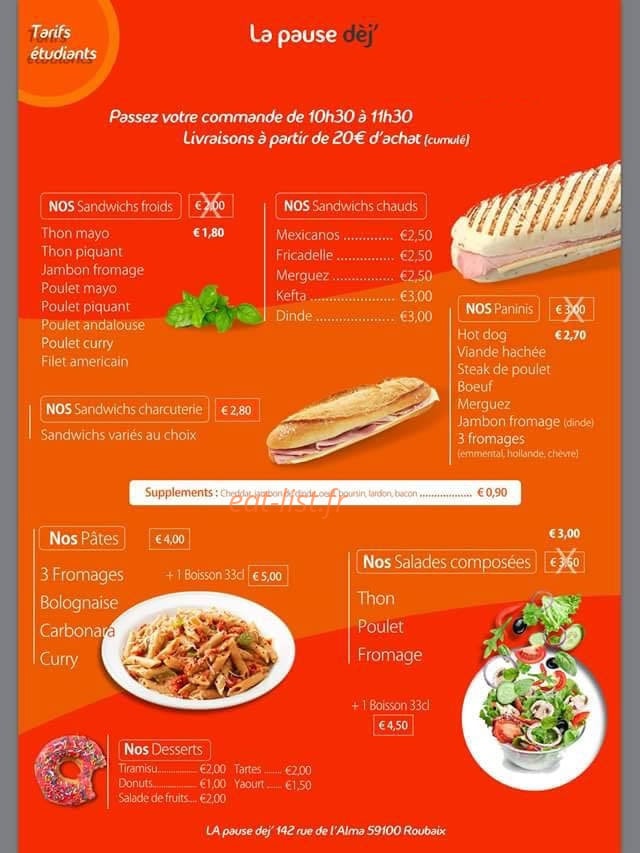 La Pause Dej' — carte page 2