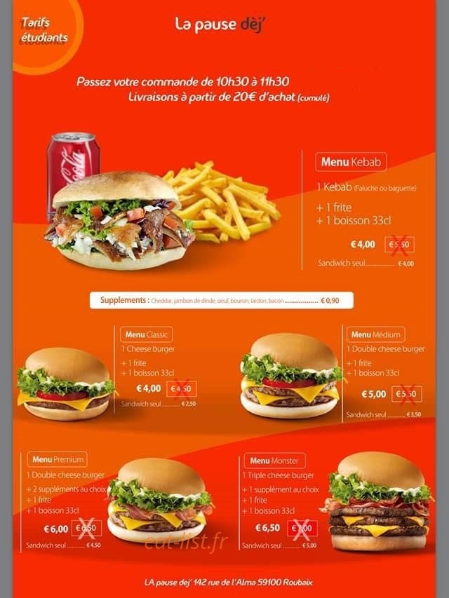 La Pause Dej' — carte page 1
