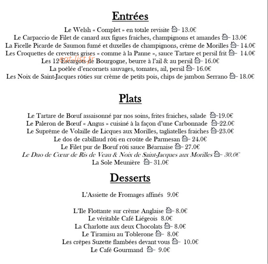 Le Bistrot de Beaumont — carte page 1