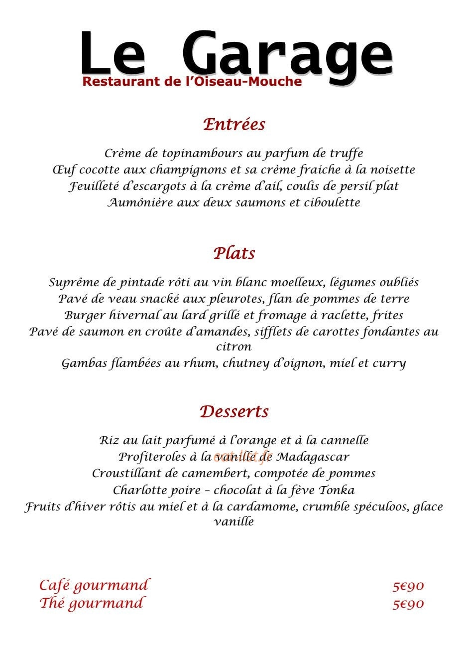 Le Garage — carte page 2