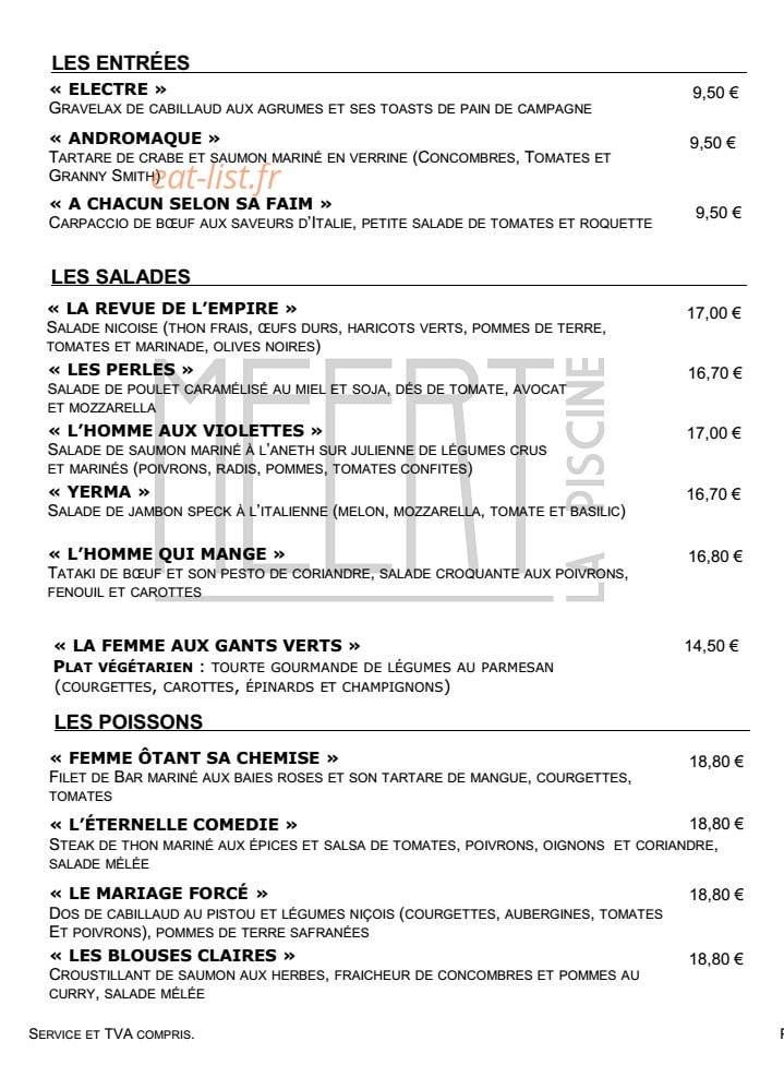 Le restaurant de La Piscine — carte page 3