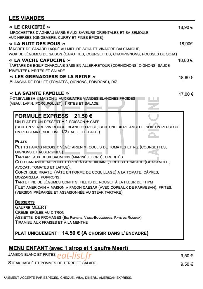 Le restaurant de La Piscine — carte page 4