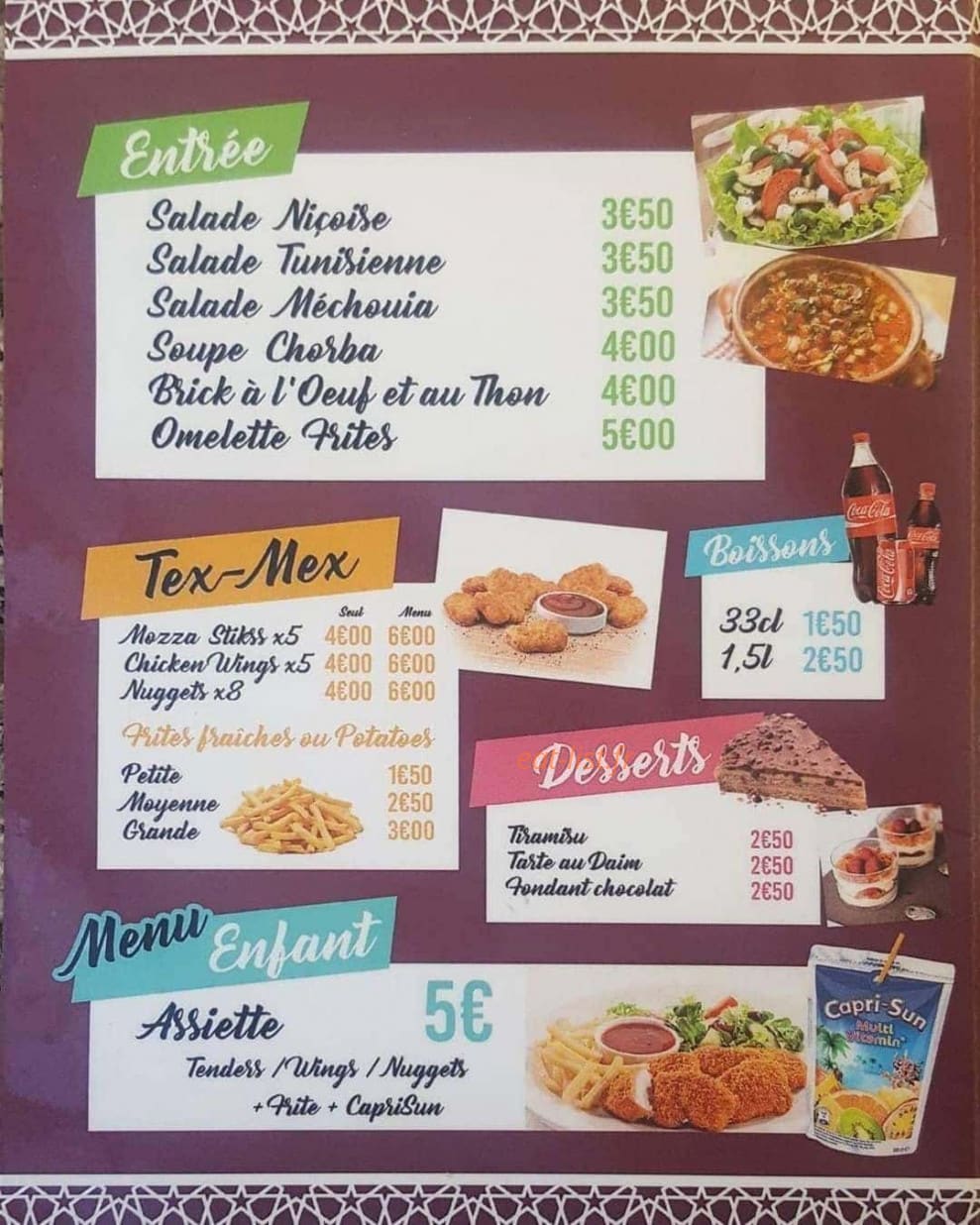 Les Saveurs du Sud — carte page 1