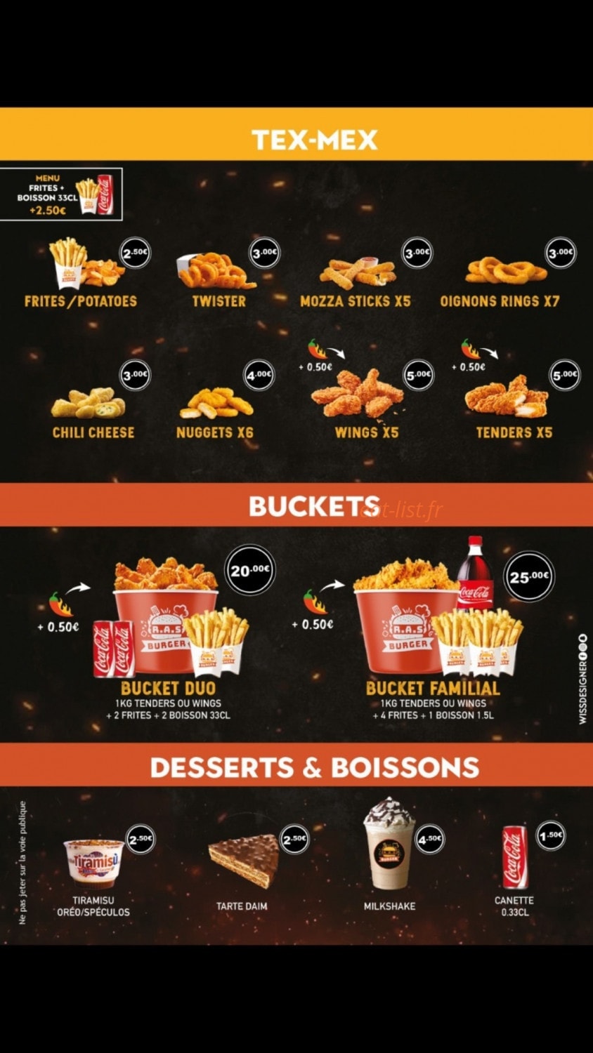 Ras Burger — carte page 4