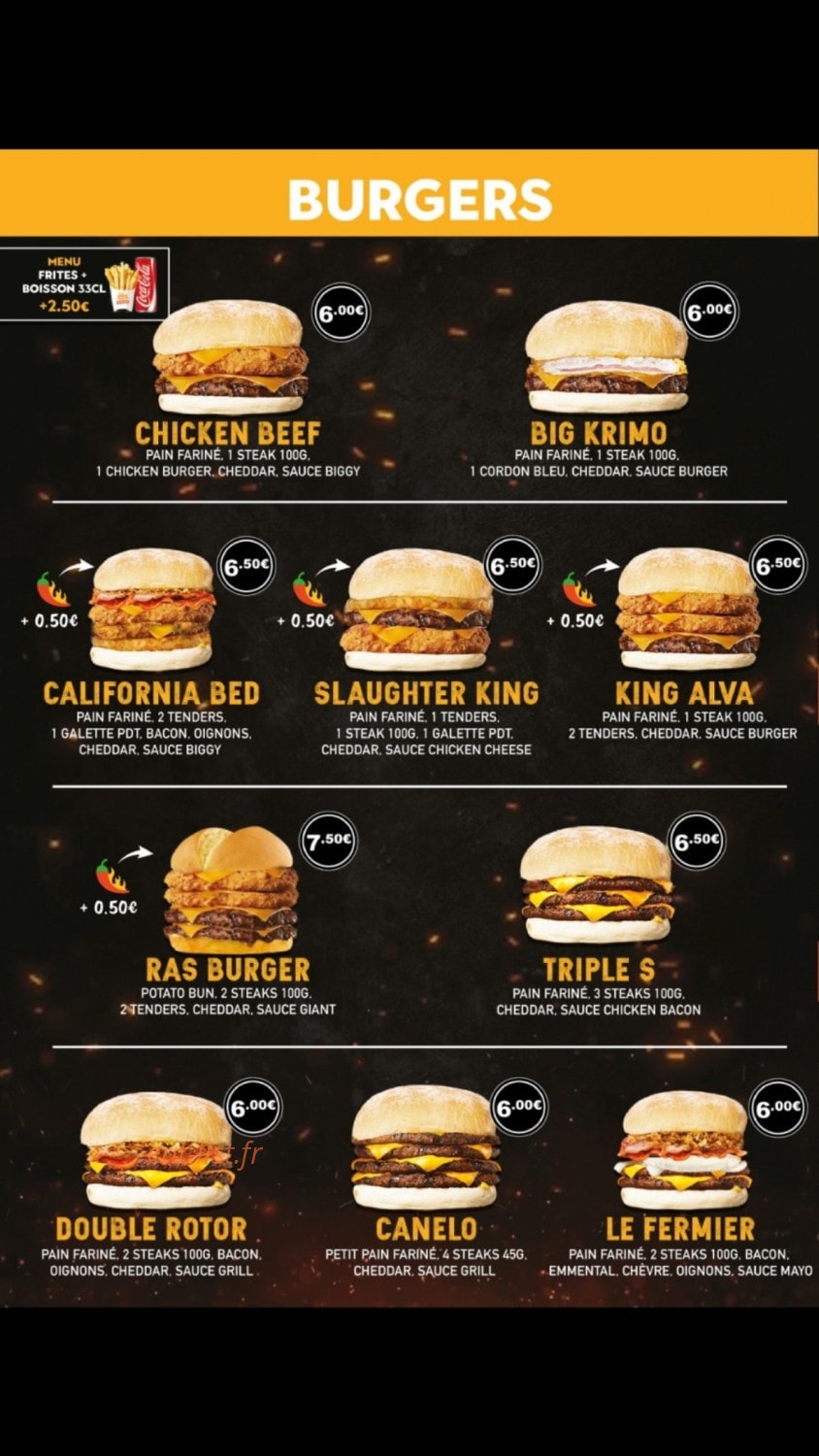 Ras Burger — carte page 2