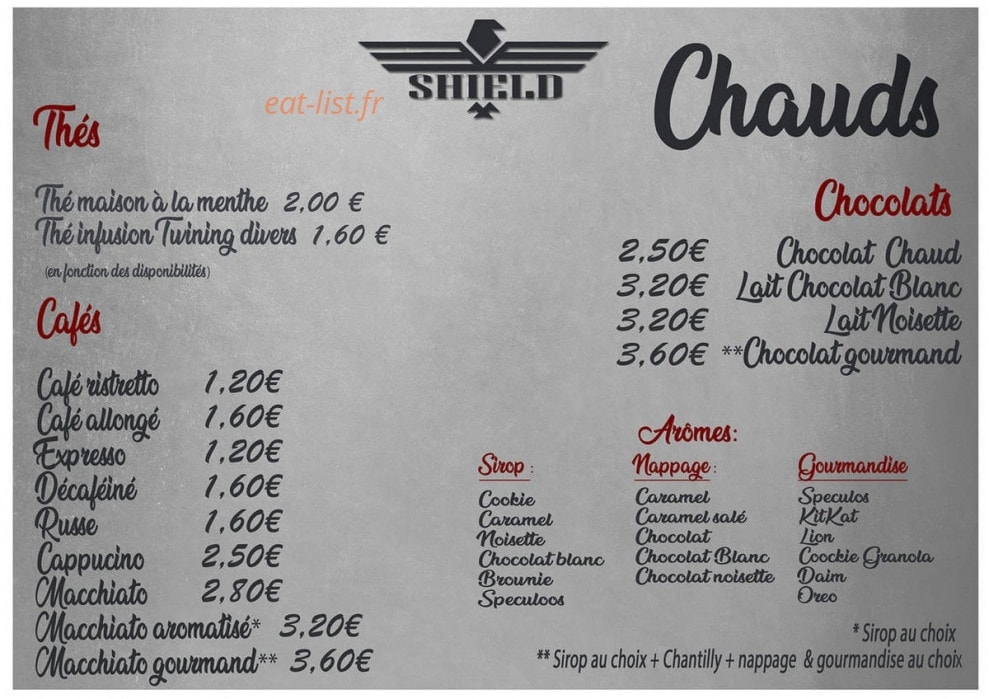 Shield food and coffee — carte page 3