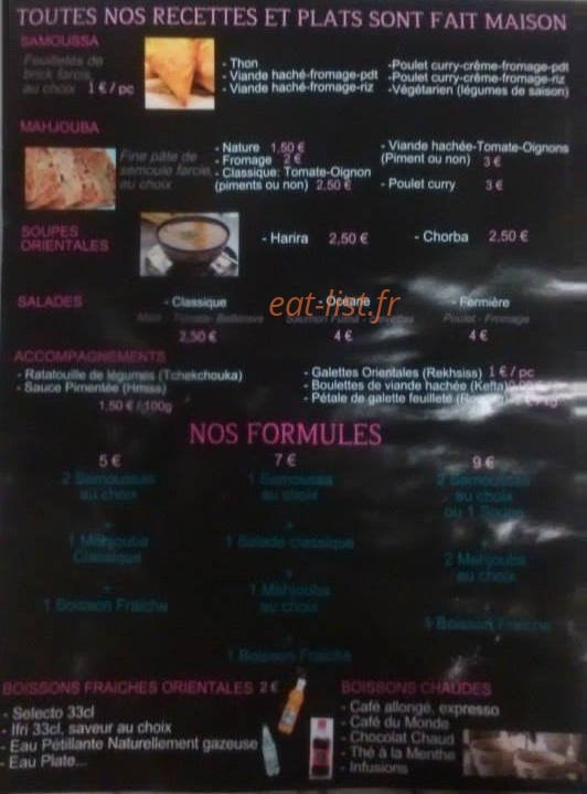 Simeïs Délices — carte page 1