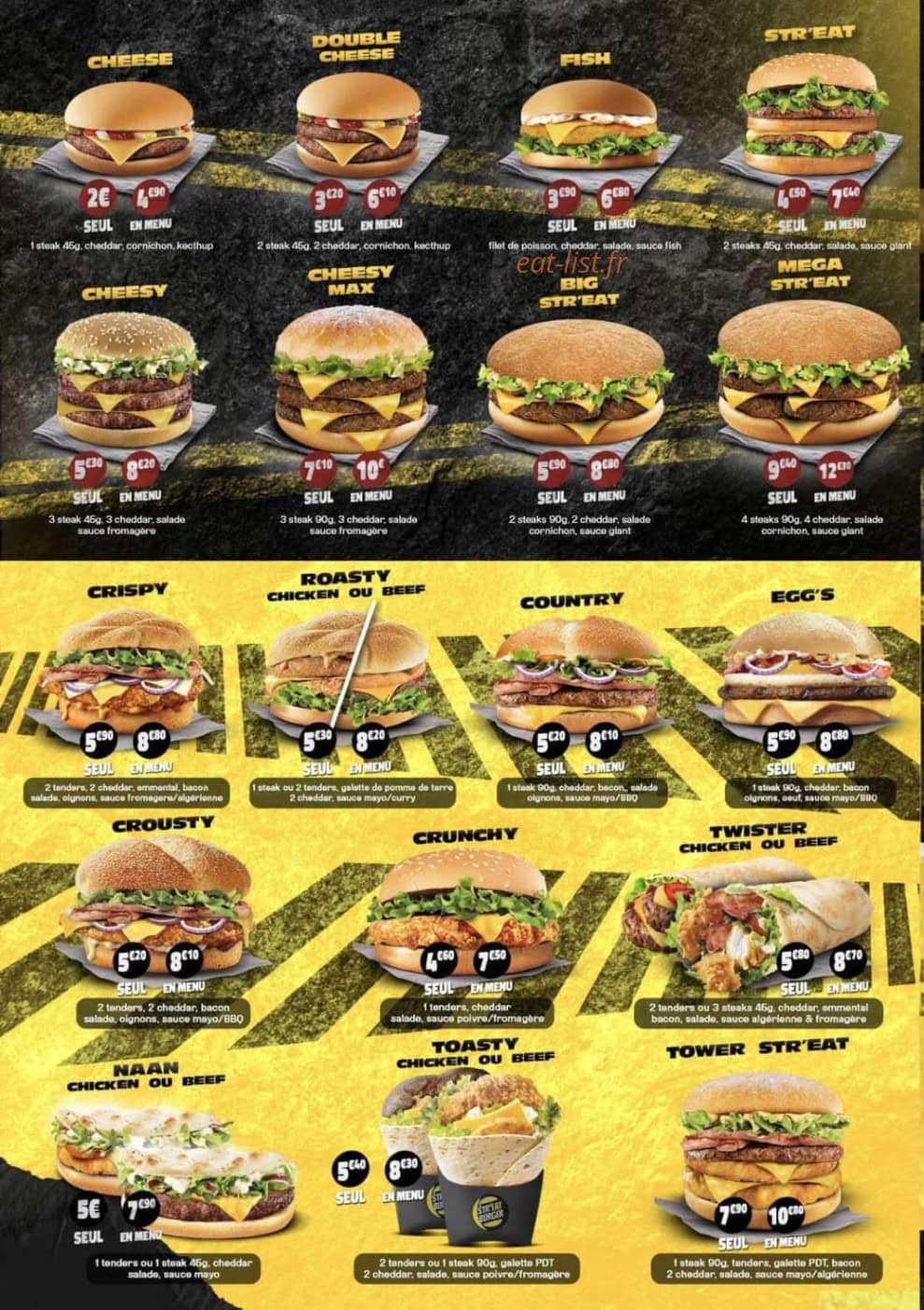 Str'eat Burger — carte page 2