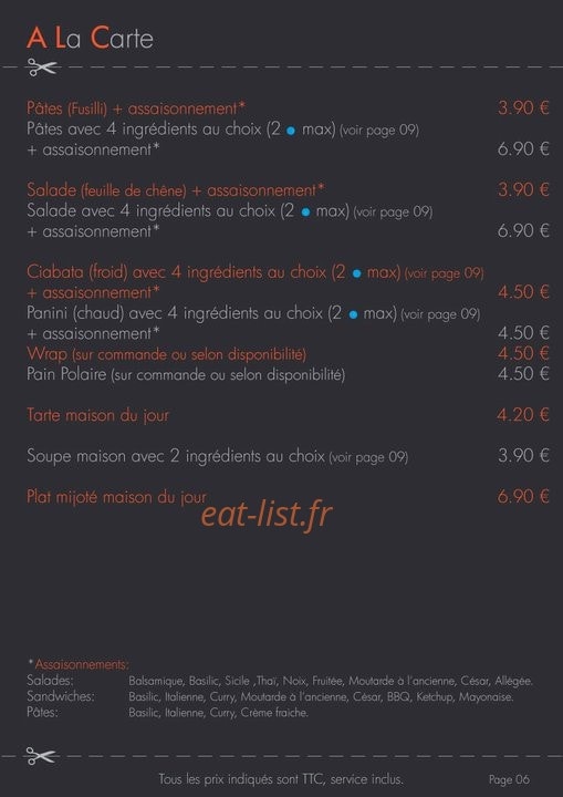 Sur Mesure — carte page 7