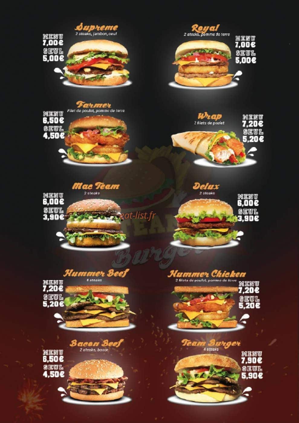 Team Burger — carte page 2