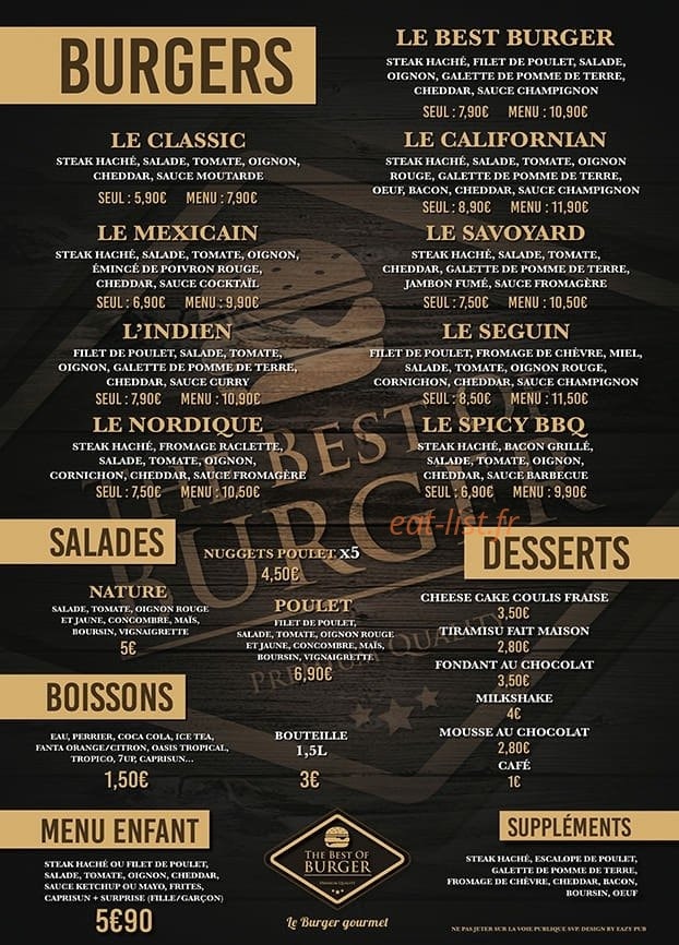 The best of burger — carte page 1