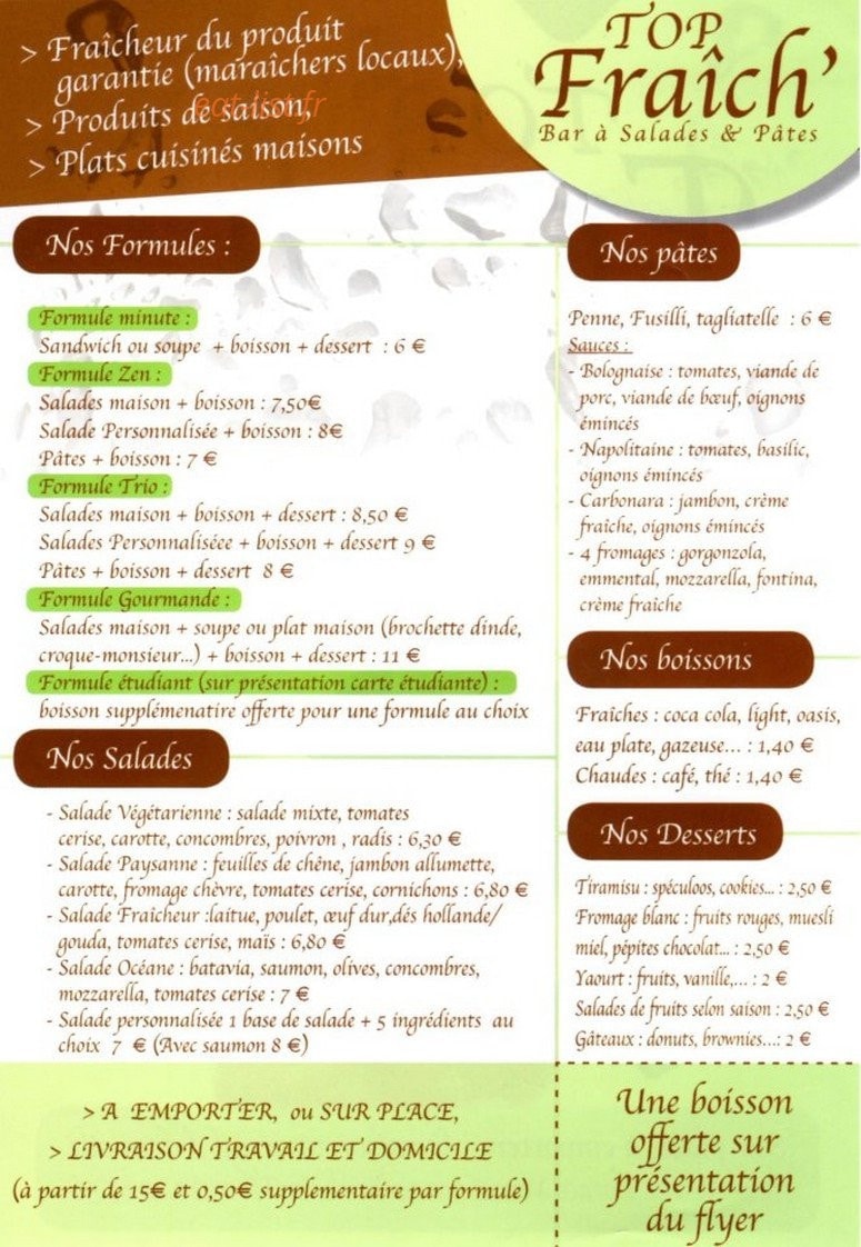 Top Fraîch' — carte page 2