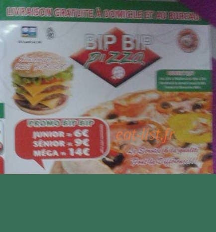 Bip Bip Pizza — carte page 1