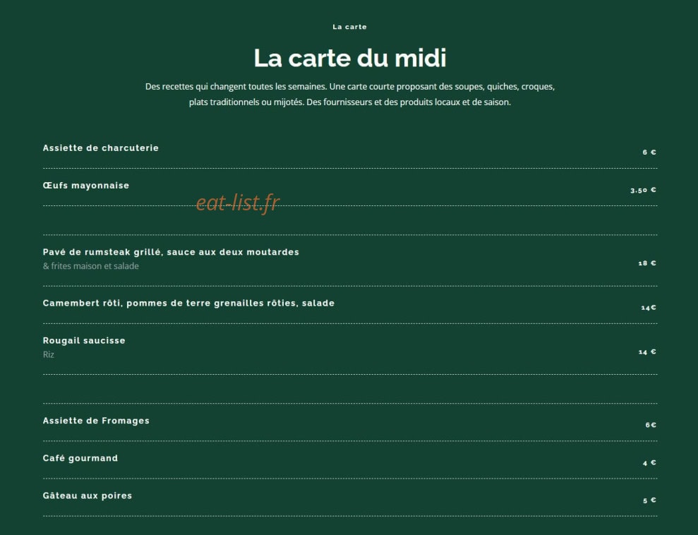 Bistrot Nova — carte page 1