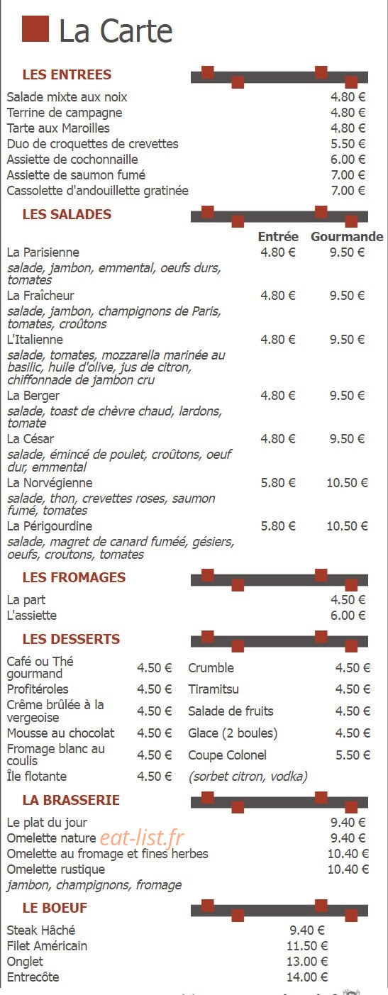 Brasserie Le Saint Maur — carte page 2