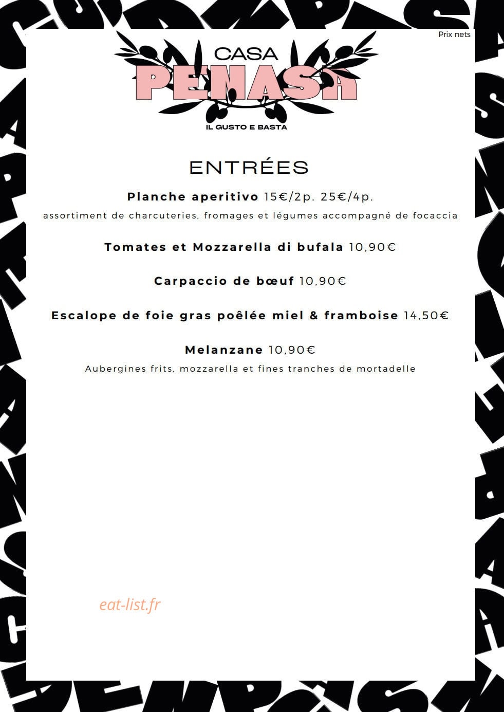 Casa Penasa — carte page 1