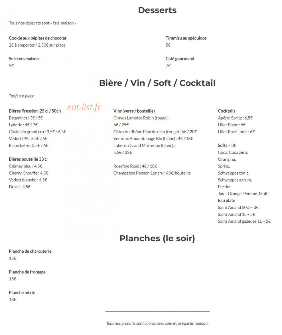 Chez Snatch — carte page 2