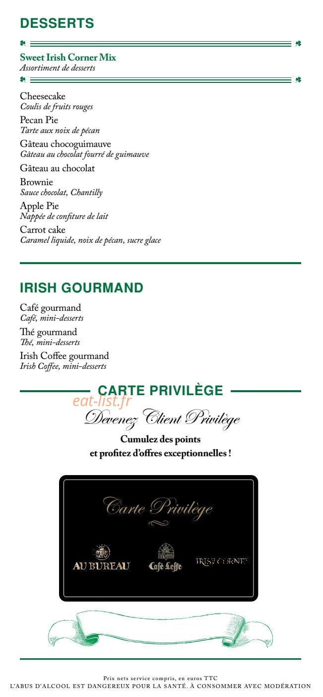 Irish Corner — carte page 4