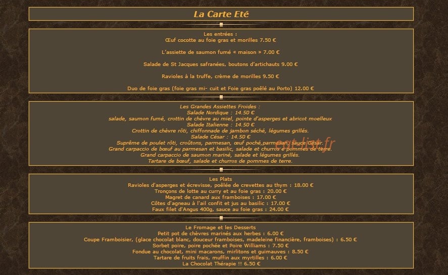 L' Orangerie — carte page 1