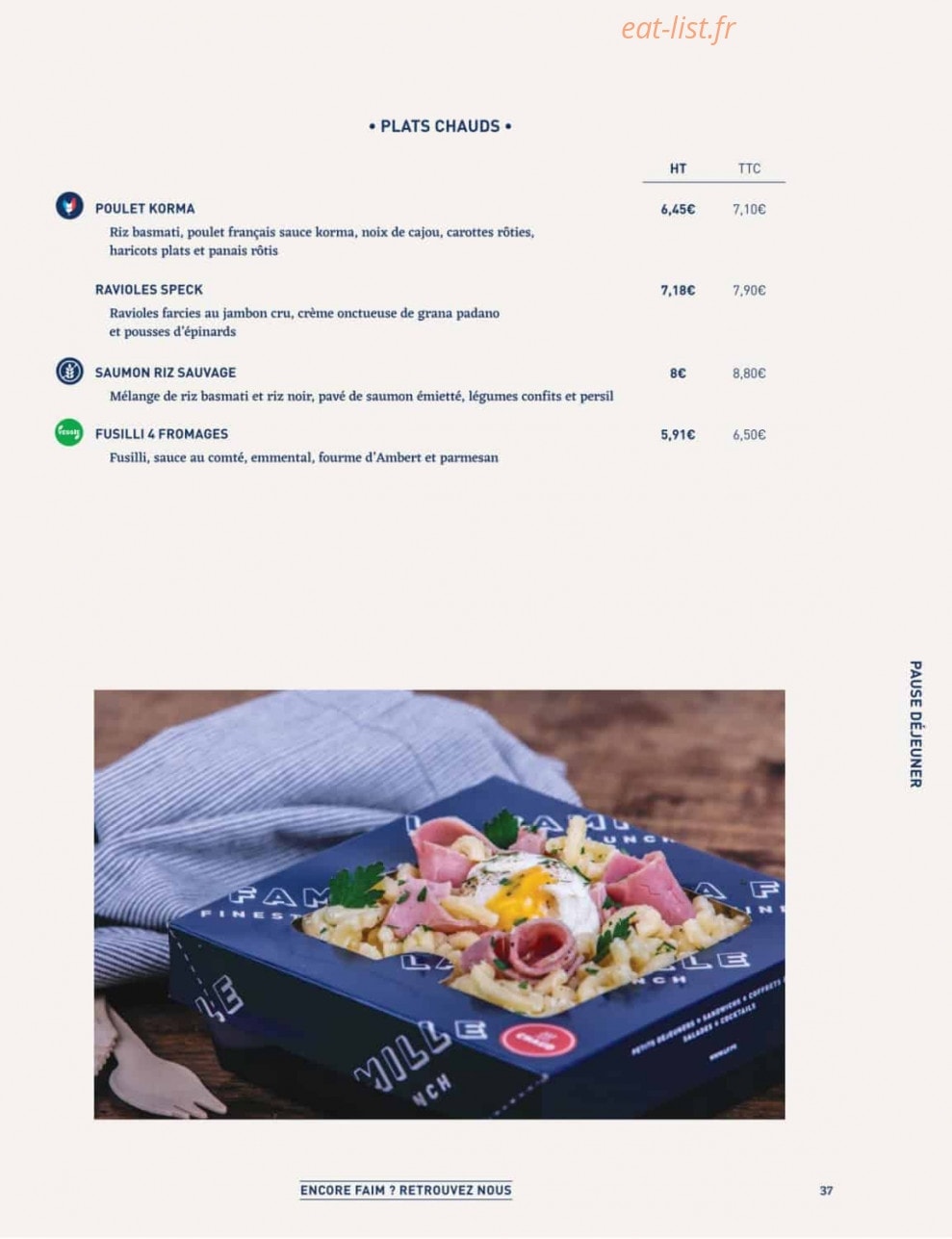 La Famille Finest Lunch — carte page 35