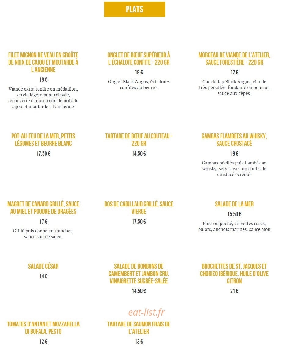 Le Nouvel Atelier — carte page 2