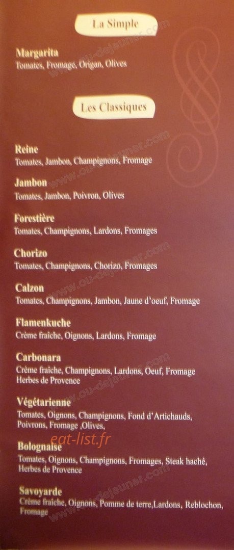 Pizza l'authentique — carte page 1