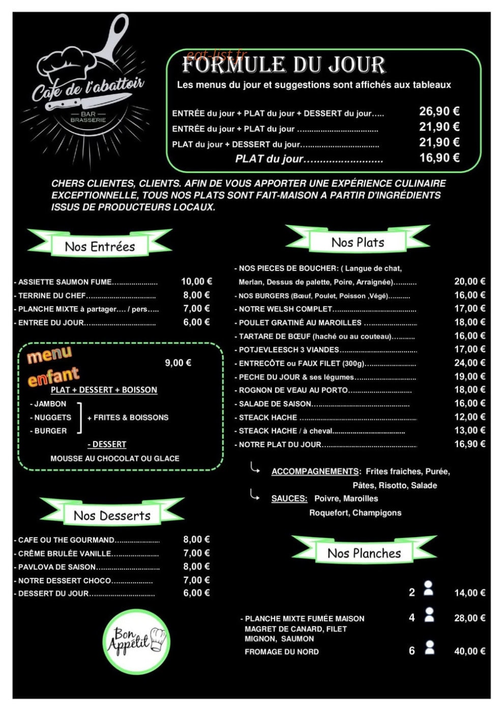 Café de l'abattoir — carte page 1