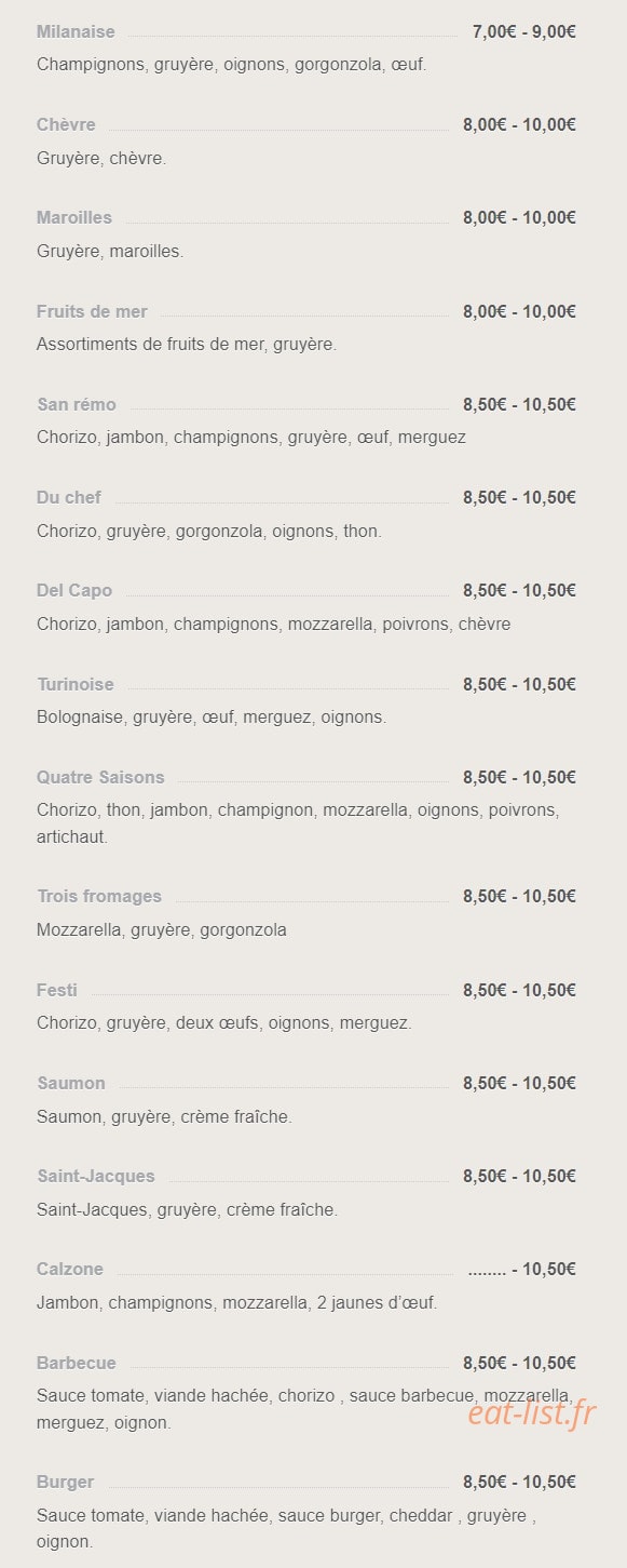 Festi Pizza — carte page 2