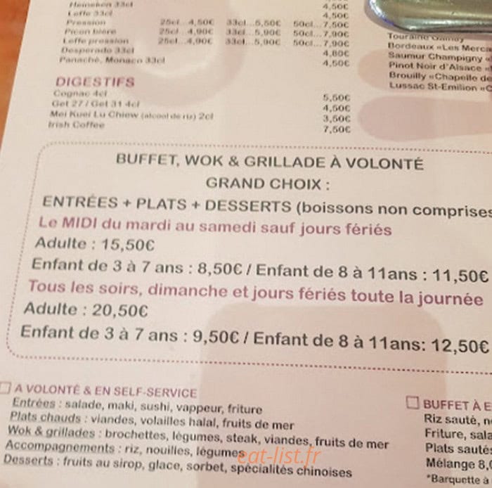 Asian Grill — carte page 1