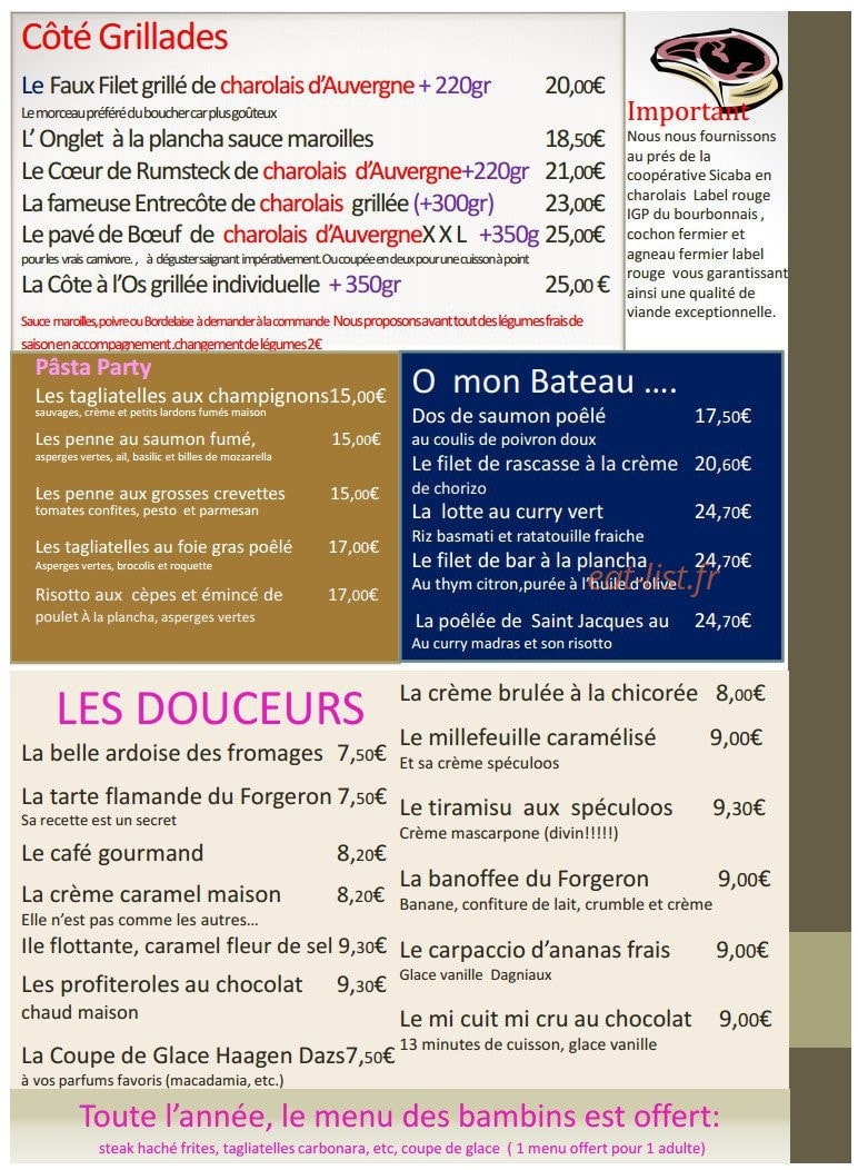 Auberge du Forgeron — carte page 2