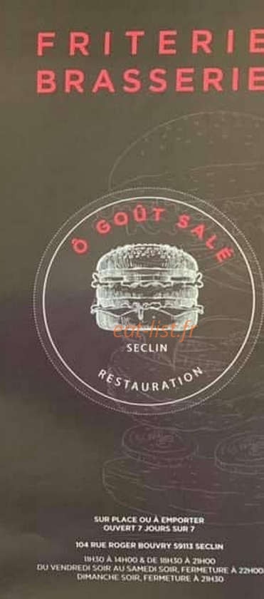 Ô Goût Salé — carte page 1