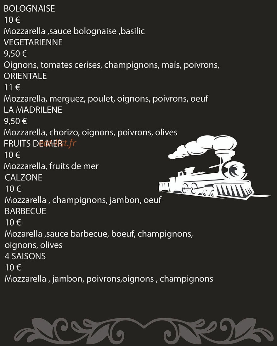 Pizzeria de la Gare — carte page 2