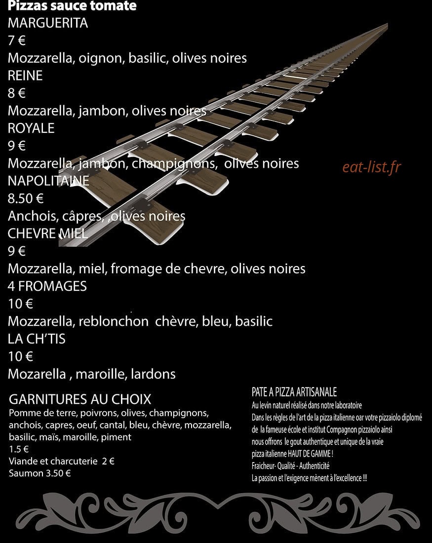 Pizzeria de la Gare — carte page 1