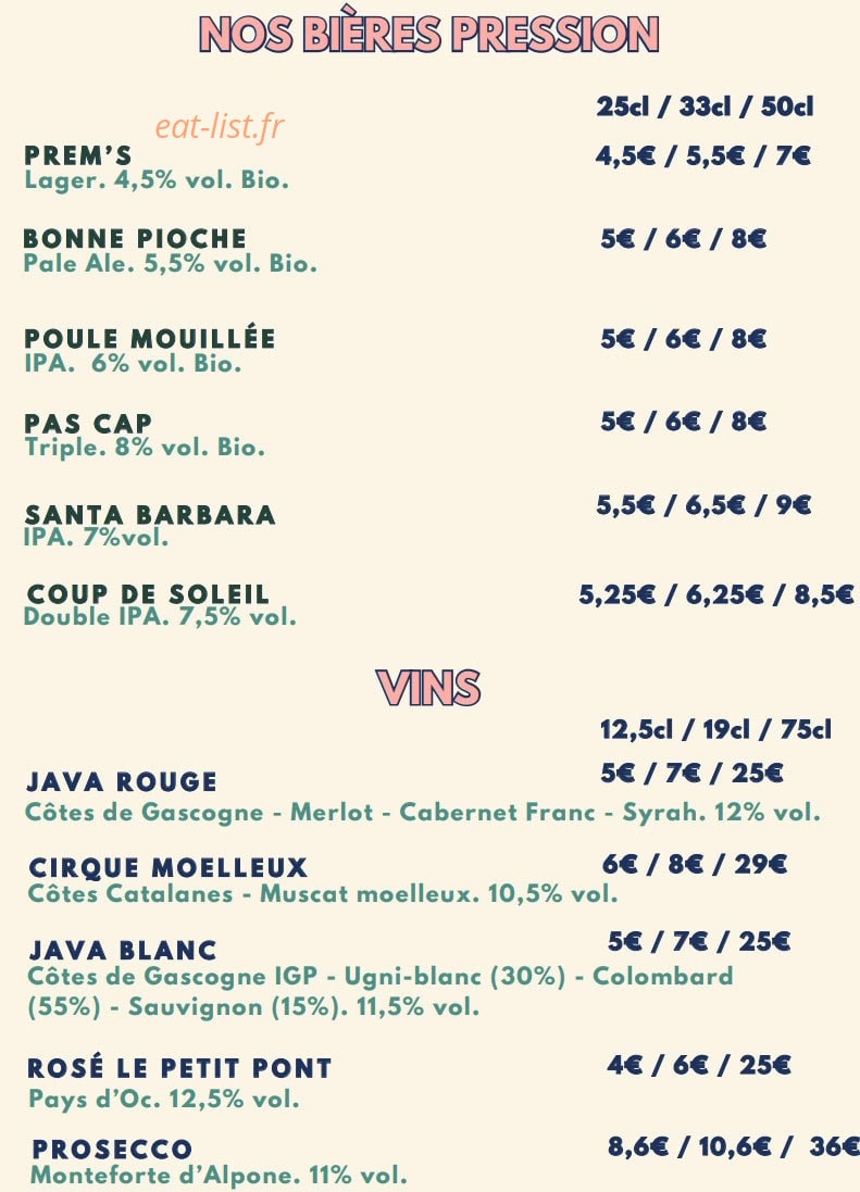 Brasserie Tandem — carte page 8