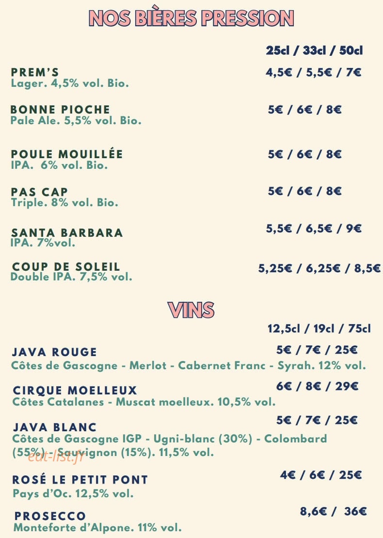 Brasserie Tandem — carte page 3