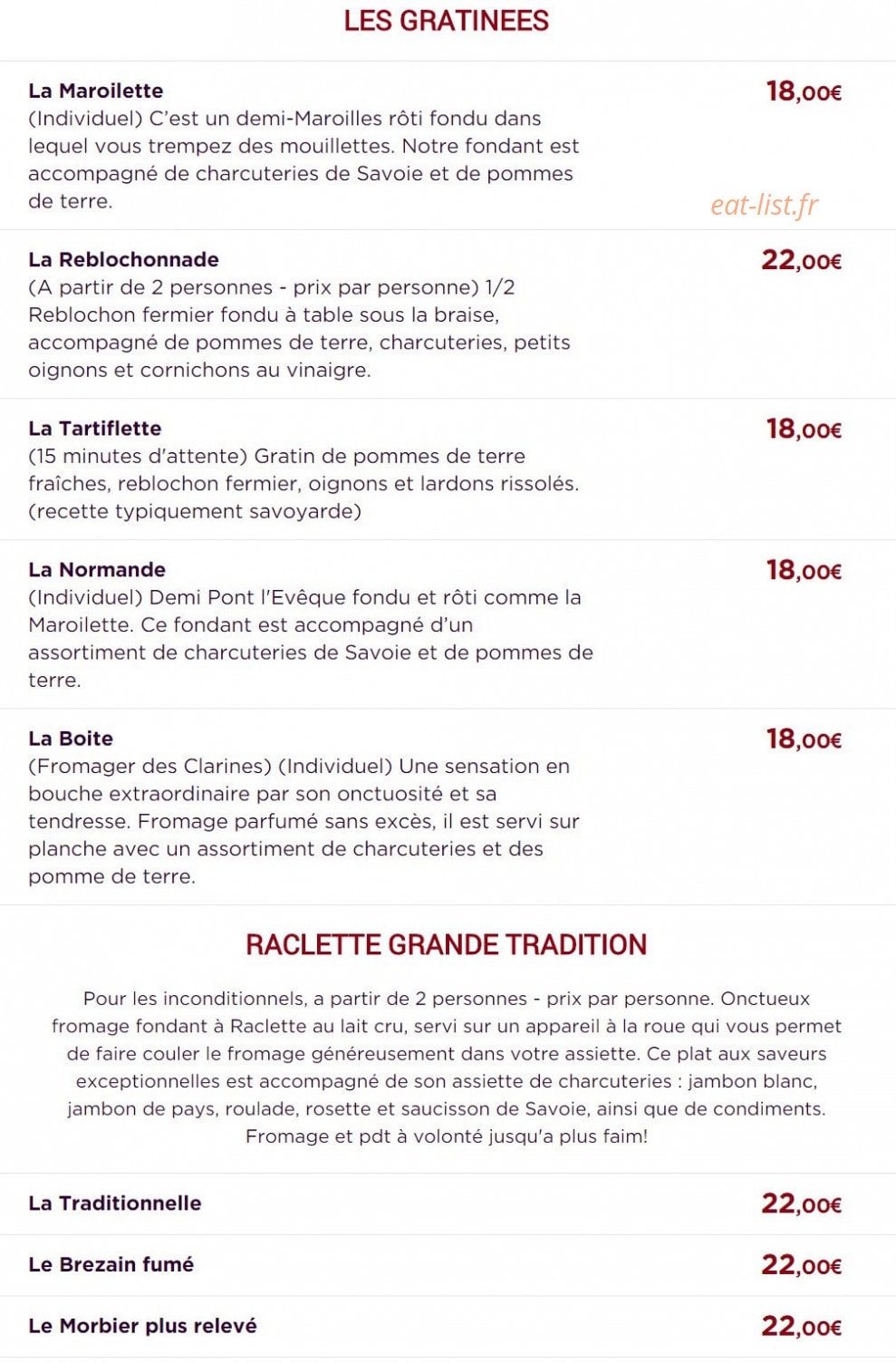 La Petite Auberge — carte page 4