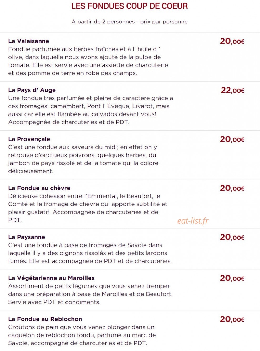 La Petite Auberge — carte page 3