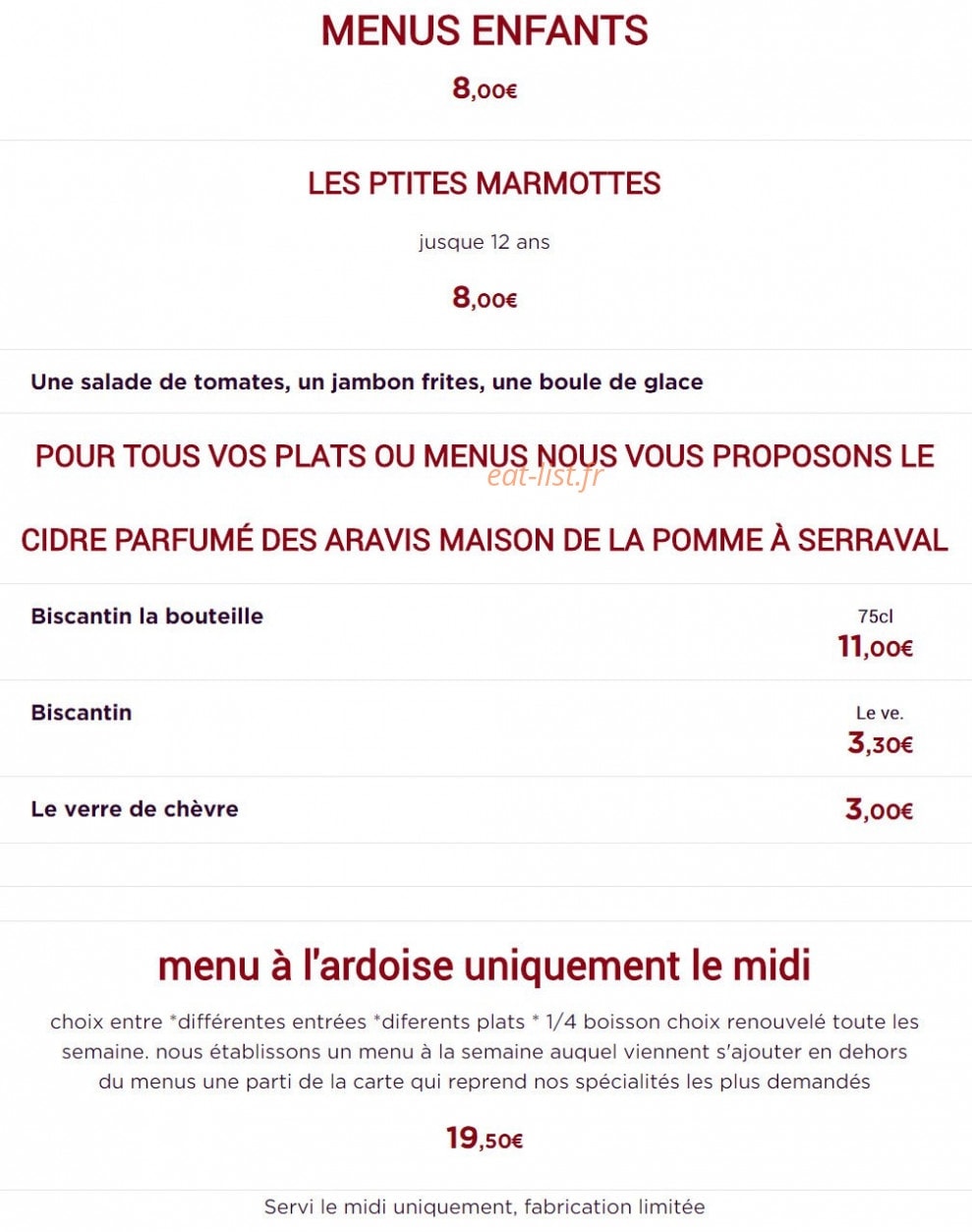 La Petite Auberge — carte page 5