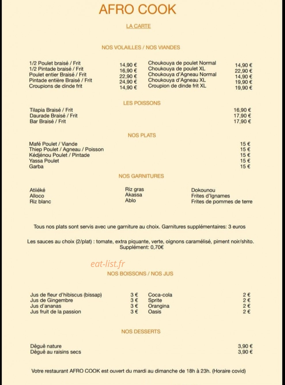 Afro Cook — carte page 1