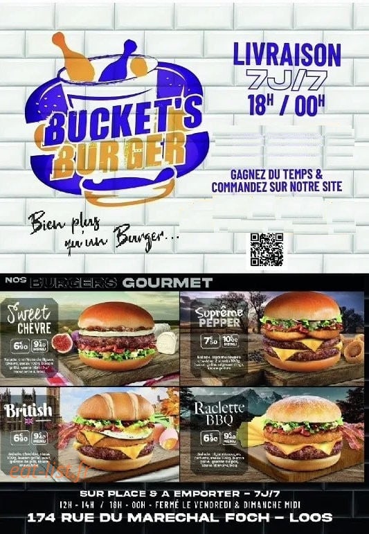 Bucket's Burger — carte page 1