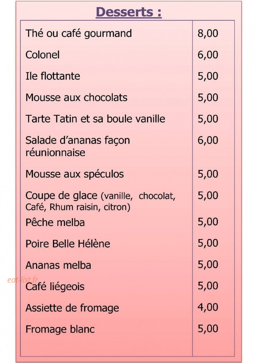 Le Café du Stade — carte page 4