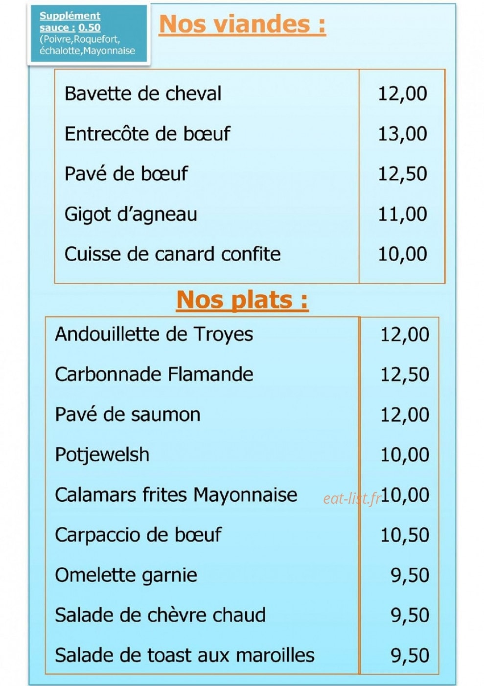 Le Café du Stade — carte page 3