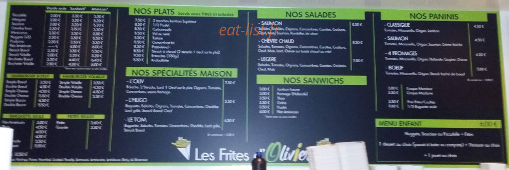 Les Frites D'Olivier — carte page 1